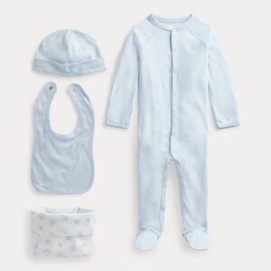 Light Blue New Polo Ralph Lauren 0-3 Month Baby Outfit Set with Tags